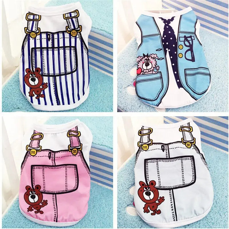 Cartoon Dog Clothes – Soft Summer Vest & Casual T-Shirt for Small Puppies