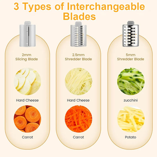 Multi-function Vegetable Cutter Electric Vegetable Slicer Shredder Kitchen Cheese Vegetable Chopper 3 in 1 UK Plug