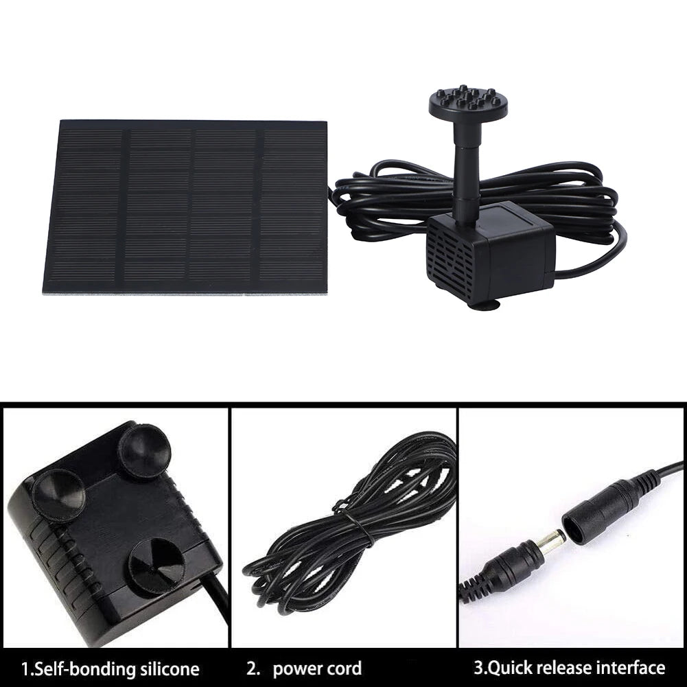 Solar Water Pond Pump Multifunctional with 6 Nozzles Aquarium Wave Maker Decorative Props Portable for Pool Fountain Submersible