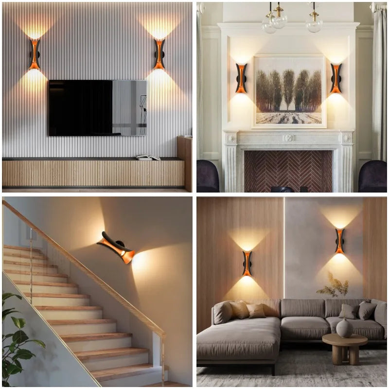 Black Golden Outdoor Wall Scone Curved Wall Lamp Modern LED Outdoor Waterproof Wall Lamp 20W 3000K,Outdoor Porch