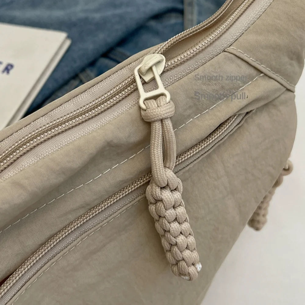 New Canvas Crossbody Bags Large Capacity Korean Simplified Shoulder Bag Lightweight Solid Color Dumpling Bag Travel