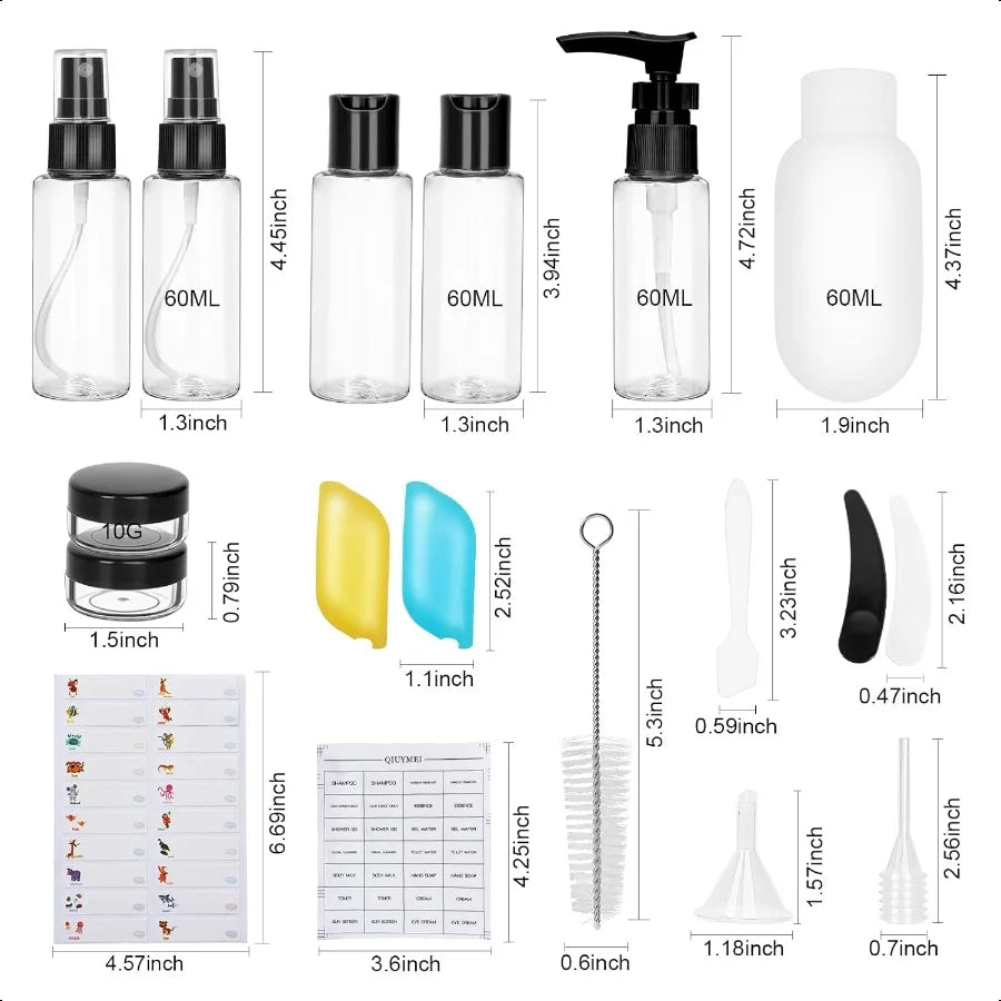 19 Pack Travel Bottles Set for Toiletries TSA Approved Travel Leak Proof Refillable Travel Accessories 2ozTravel Size Container