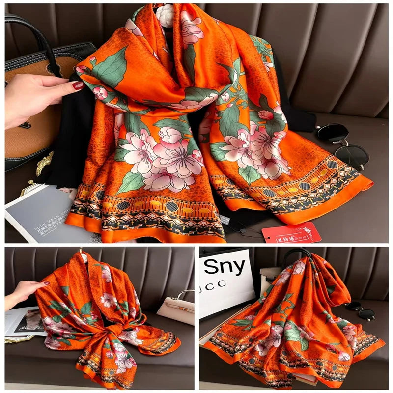 Tensili Brocade Satin Scarf Printed Silk Shawls