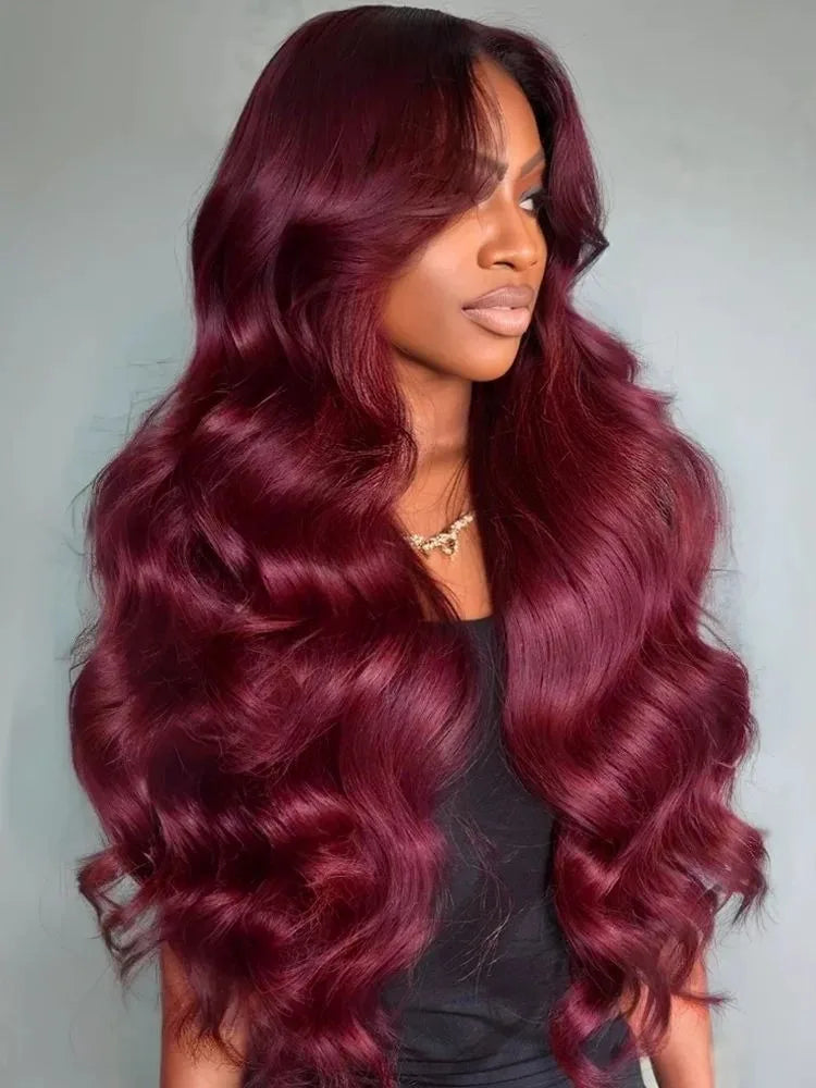 99j Burgundy High Density Body Wave 13x6 Lace Front Wigs Human Hair 30 Inch 13x4 Hd Lace Frontal Wigs For Women Choice Brazilian