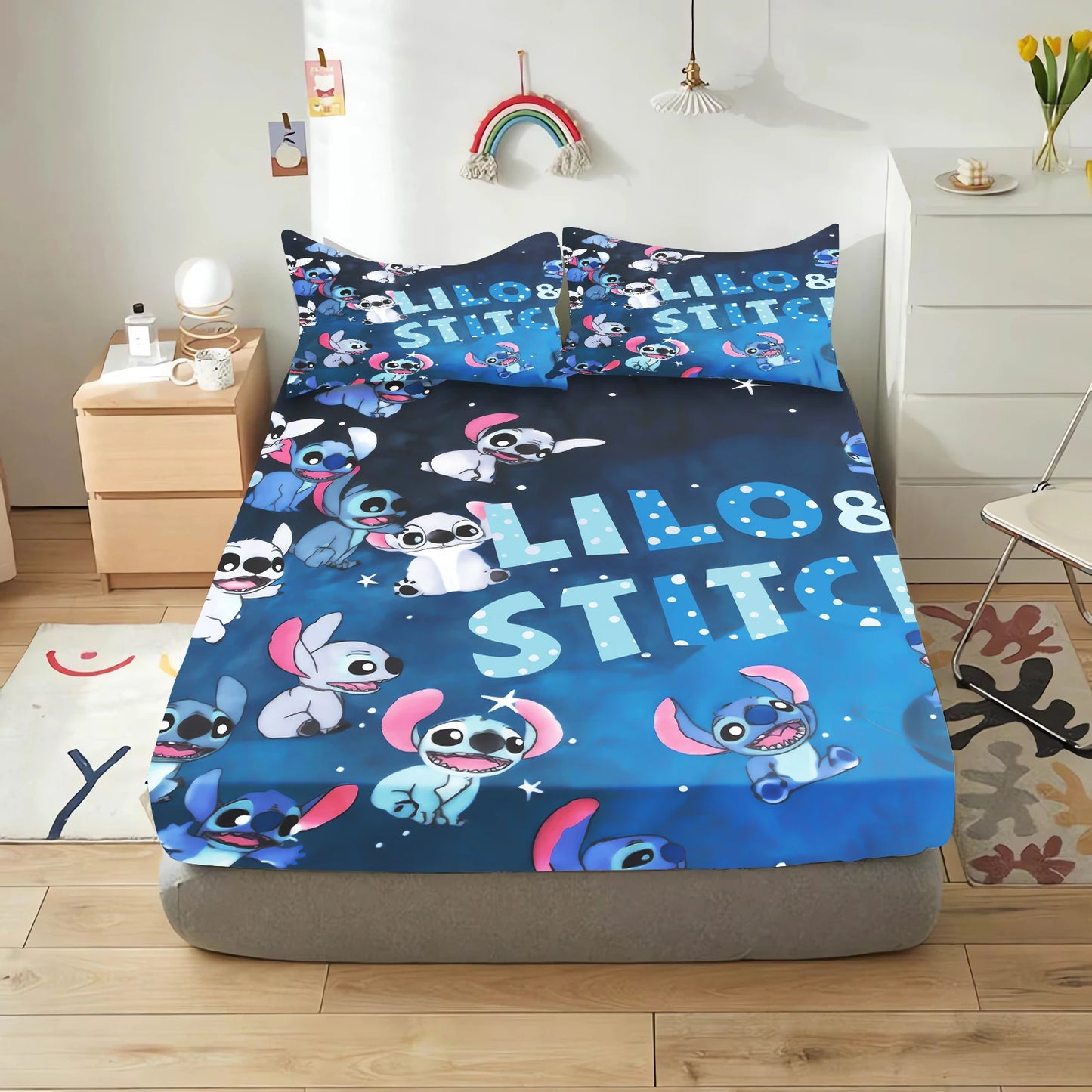 Lilo & Stitch Cartoon Fitted Bed Sheet