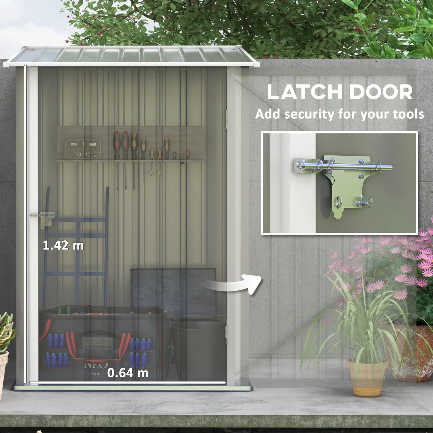 Outsunny 3.3' x 3.4' Outdoor Storage Shed, Galvanized Metal Utility Garden Tool House for Backyard, Bike, Patio, Garage, Lawn