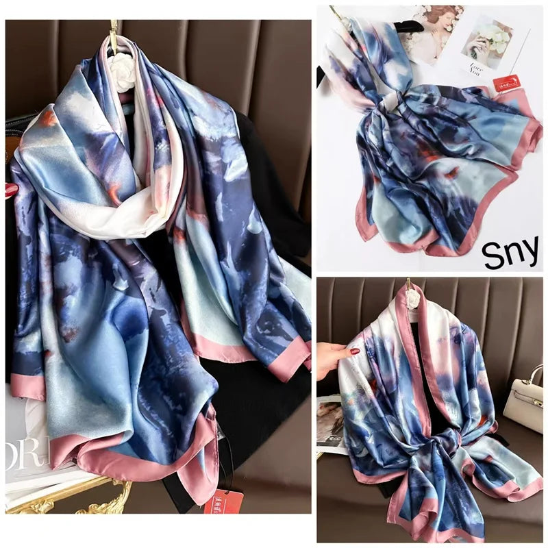 Tensili Brocade Satin Scarf Printed Silk Shawls