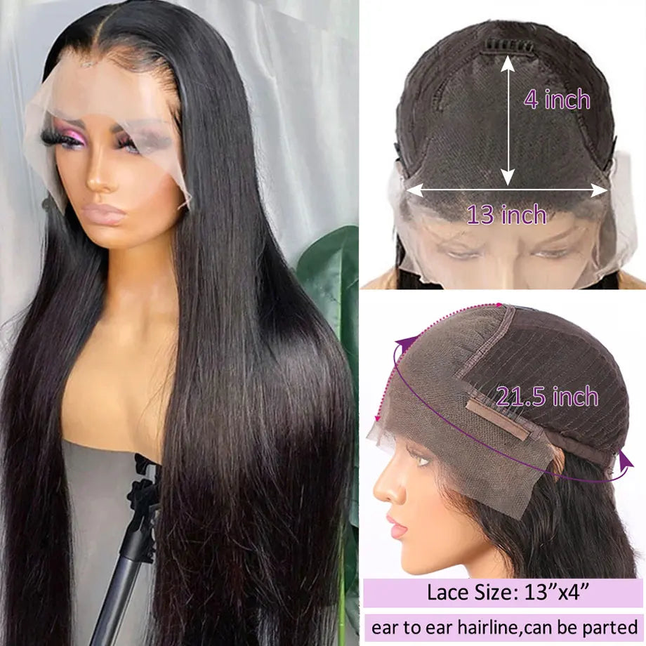 Brazilian Bone Straight 13x4 13x6 Transparent Lace 30 32 Inch Human Hair Wigs 360 Lace Frontal Wig 4X4 Lace Closure Wig