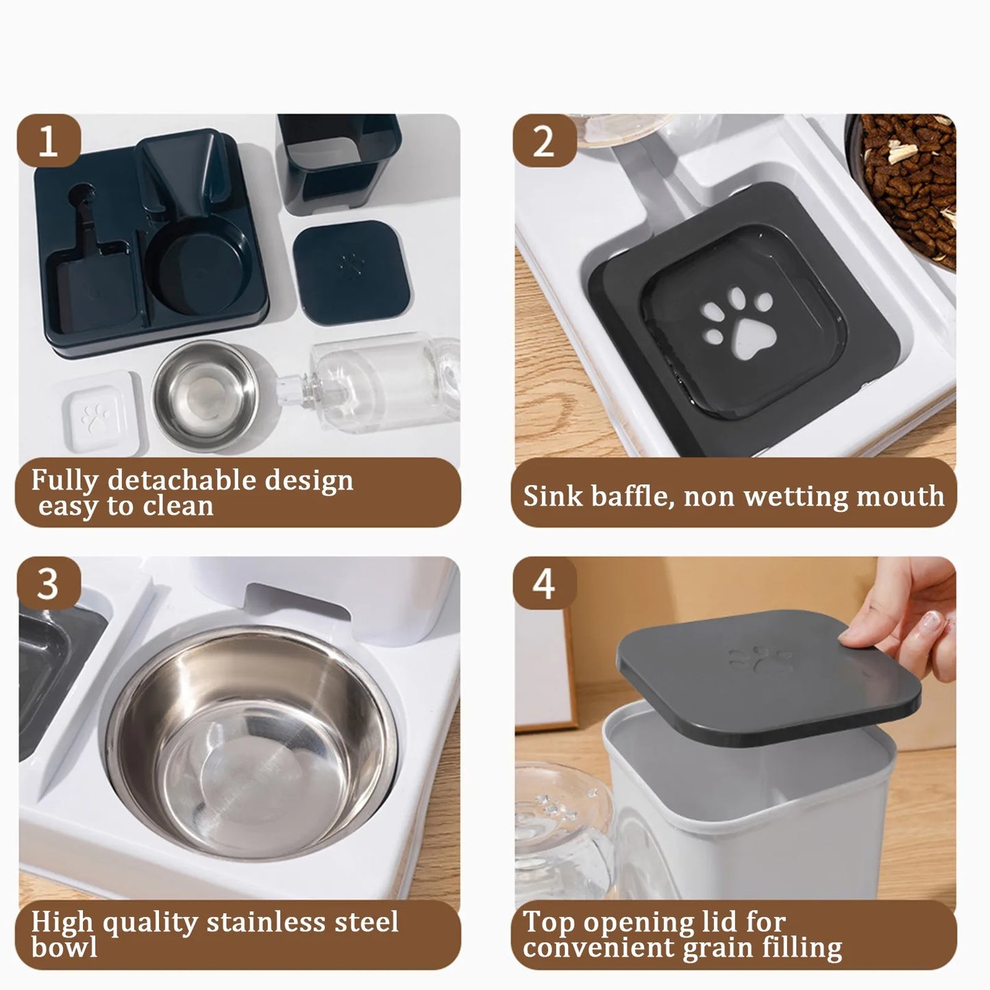 2-in-1 Automatic Pet Feeder & Water Dispenser – Large Capacity Food and Water Bowl for Cats and Dogs