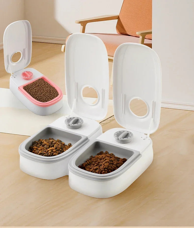 Automatic Timing Feeder Large Capacity Dry & Wet Food Container Electric Dog Double Dish Bowl For Cats Dogs