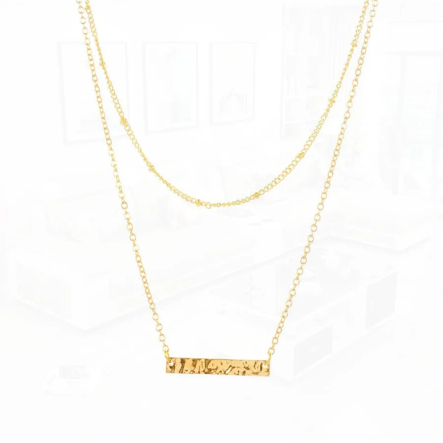 Layered Heart Necklace Pendant Handmade 18k Gold Plated Dainty Gold Choker Arrow Bar Layering Long Necklace for Women