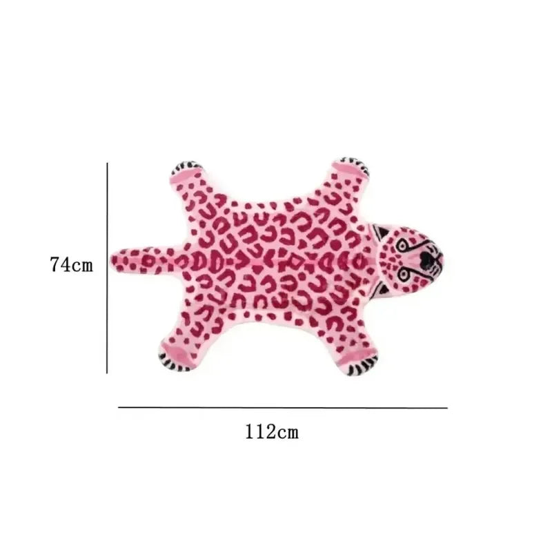 VIKAMA Pink Animal Faux Leopard Print Carpet