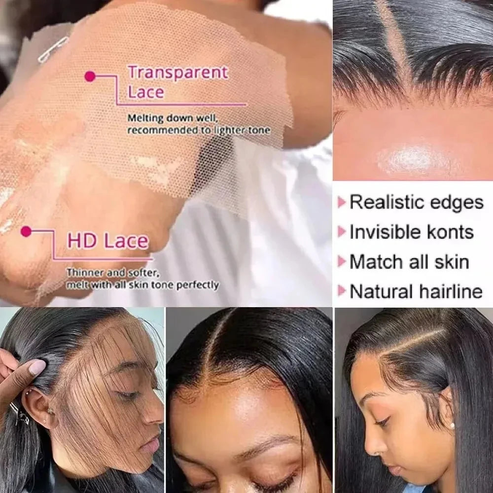 Body Wave Wigs Human Hair 13x4 HD Transparent Lace Frontal Wig 200 Density Water Wave Pre Plucked Brazilian 100% Real For Women