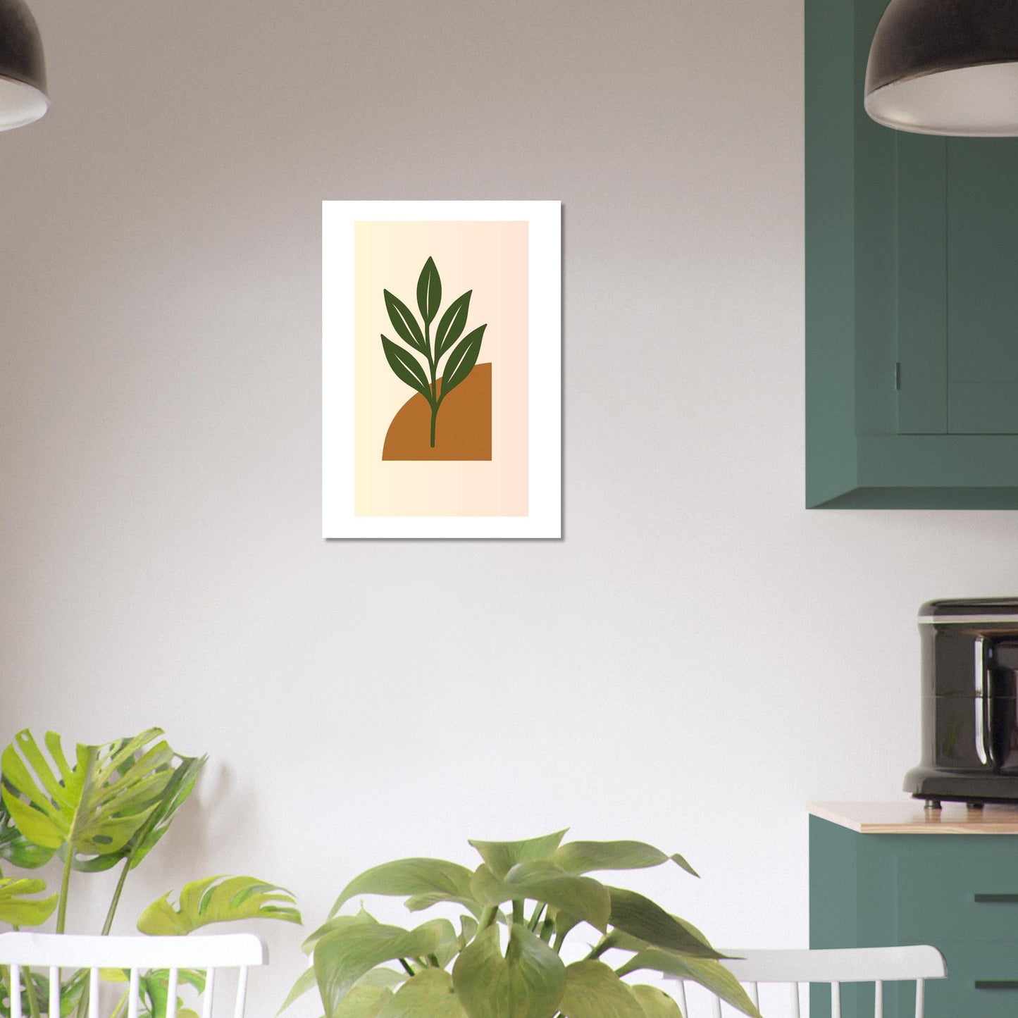 Minimalist Green Leaf & Terracotta Print – Botanical Wall Art
