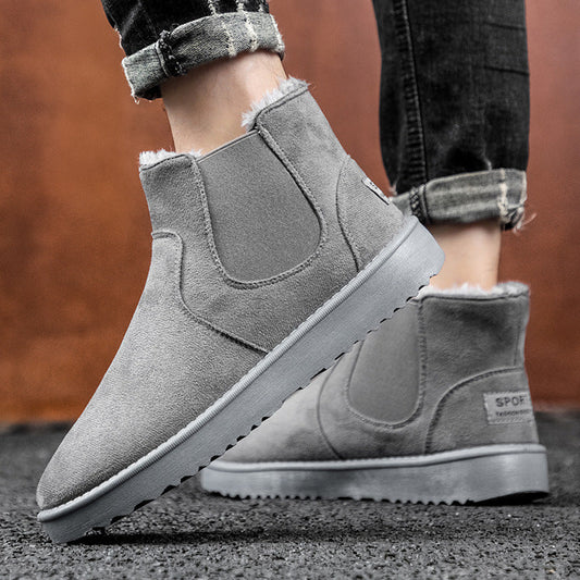 Men's Leather Ankle Boots with Warm Fur