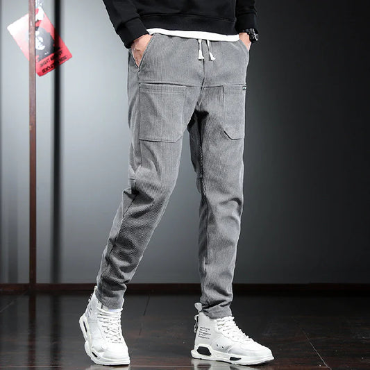 Men’s Corduroy Cargo Pants – Casual Retro Trousers
