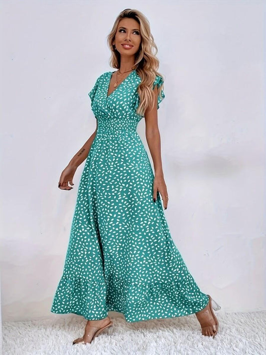 Floral Jumpsuit for Women - Versatile Printed Design with Pleated Skirt, Sizes S-XXL