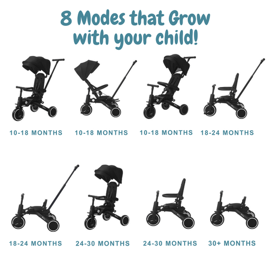 Foryourlittleone Xplor Plus 6 in 1 Foldable Trike - Grey Olive (10m-5y)