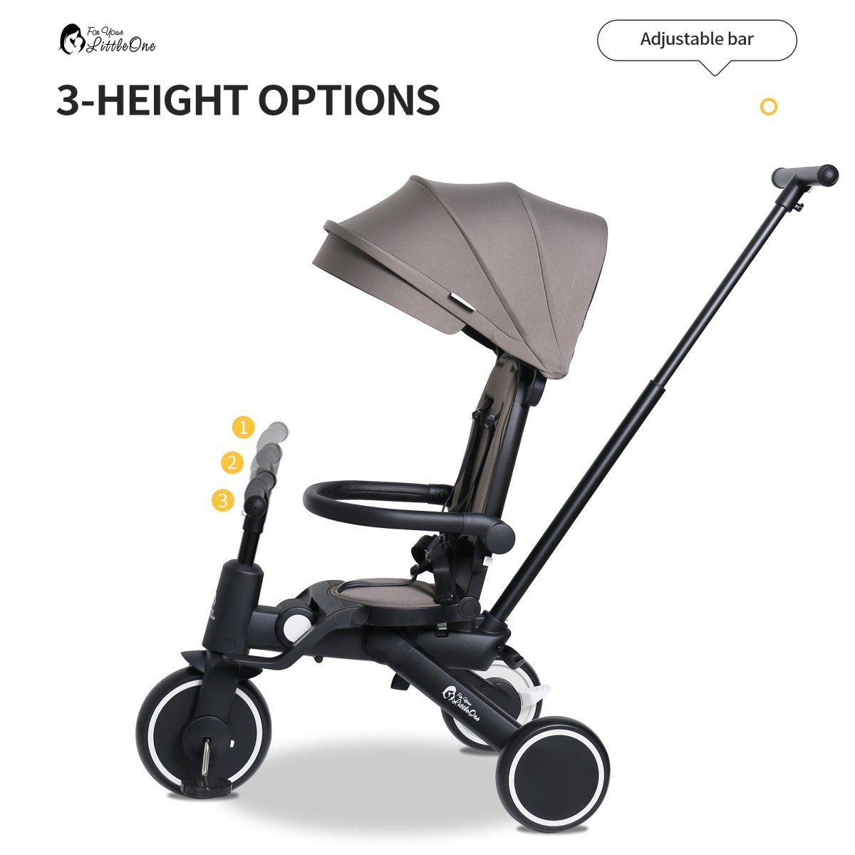 Foryourlittleone Xplor Plus 6 in 1 Foldable Trike - Pastel Pink (10m-5y)