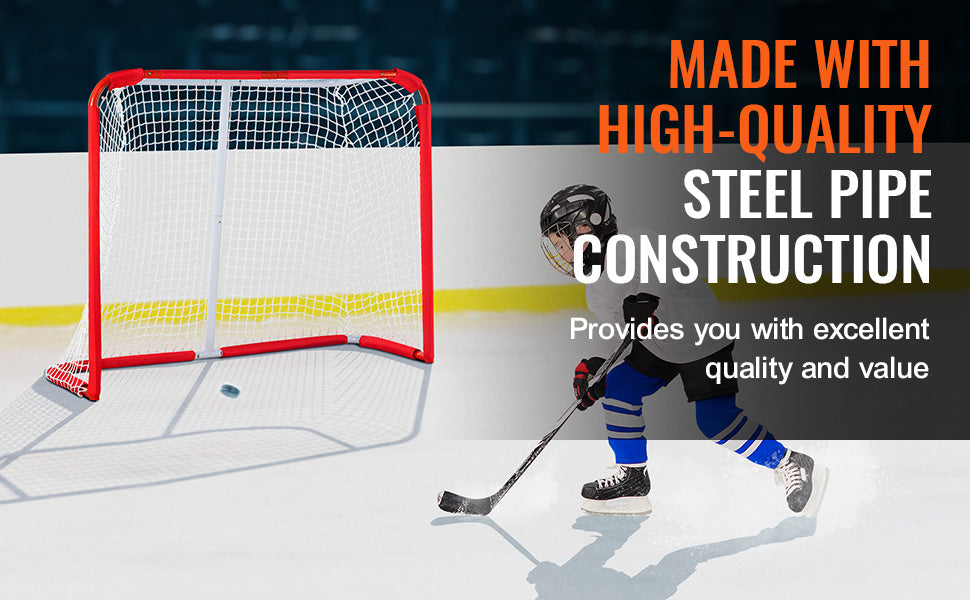 VEVOR Youth Street Hockey Net Steel Hockey Goal Portable Lightweight Youth Street + Roller for Kids Hockey Training Goal Set