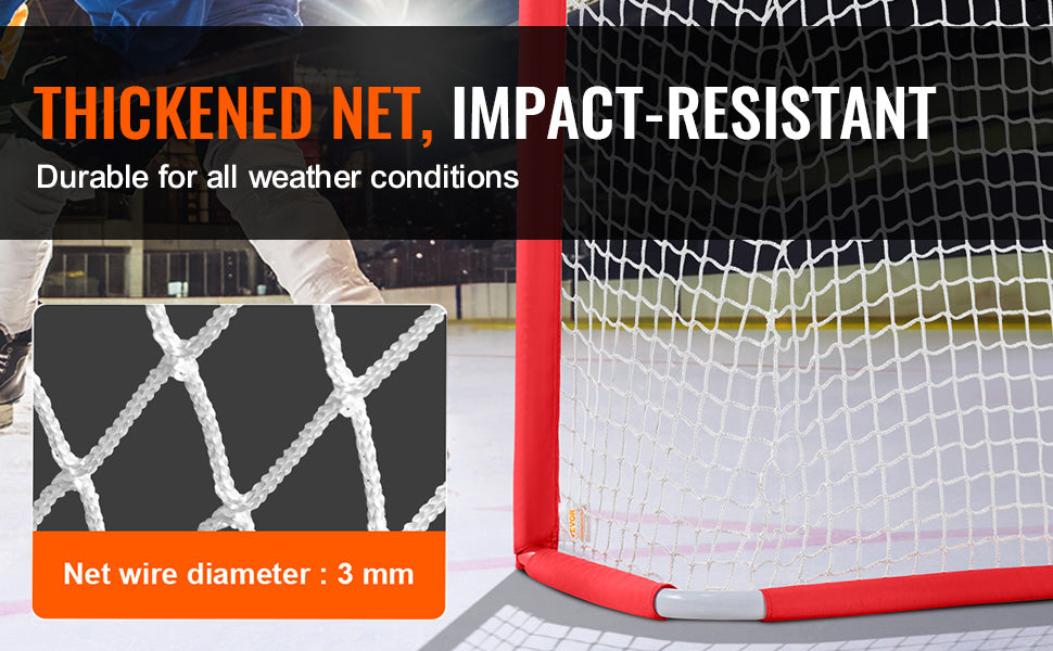 VEVOR Youth Street Hockey Net Steel Hockey Goal Portable Lightweight Youth Street + Roller for Kids Hockey Training Goal Set