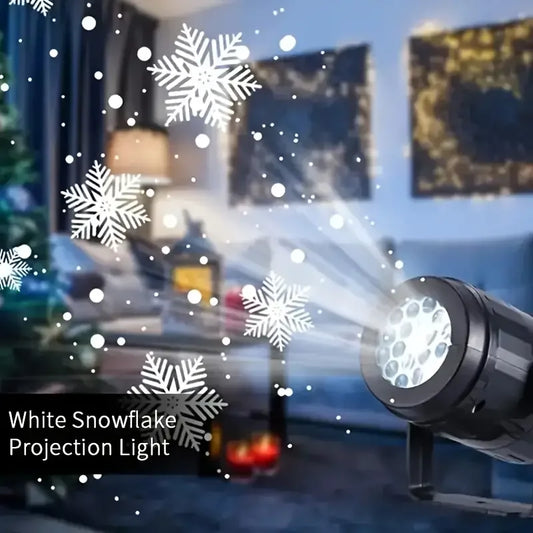 LED Snowflake Christmas Projector Light – Rotating USB Indoor Lamp
