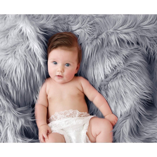 Luxury Faux Fur Baby Blanket - grey