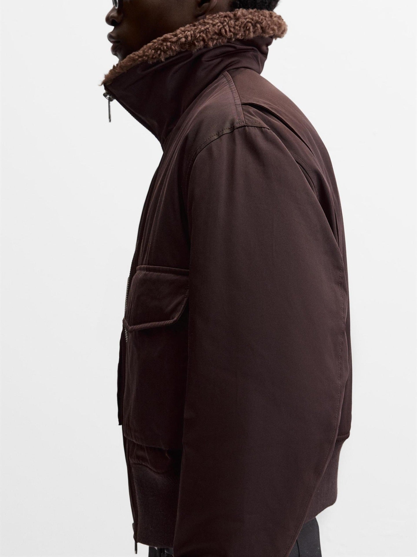 Men's Stand-Up Collar Cotton-Padded Coat – Dark Purple Winter Jacket
