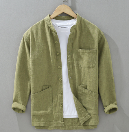 Apollo Pad Long Sleeve Cotton-Linen Shirt for Men