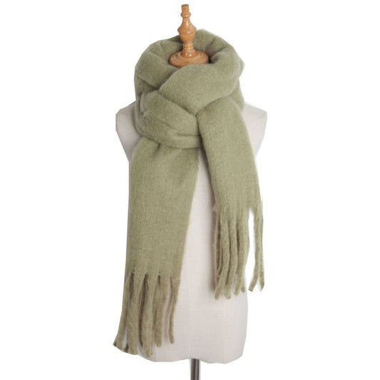 Thick Women's Scarf in Mohair Twist Braid, Stylish Plush Winter Accessory for Warmth and Elegance