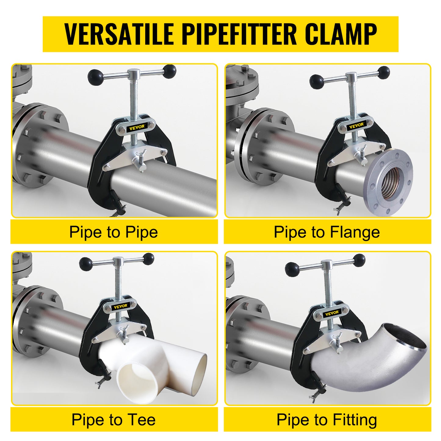 VEVOR Steel Pipe Clamp 2-6in 5-12in Adjustable Welding Alignment Clamp Tube to Flange Fittings Tee Versatile Ultra Fit Clamps