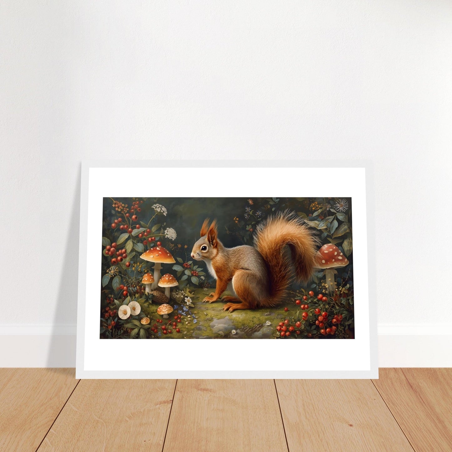 Woodland Squirrel Framed Print – Rustic Nature Wall Art