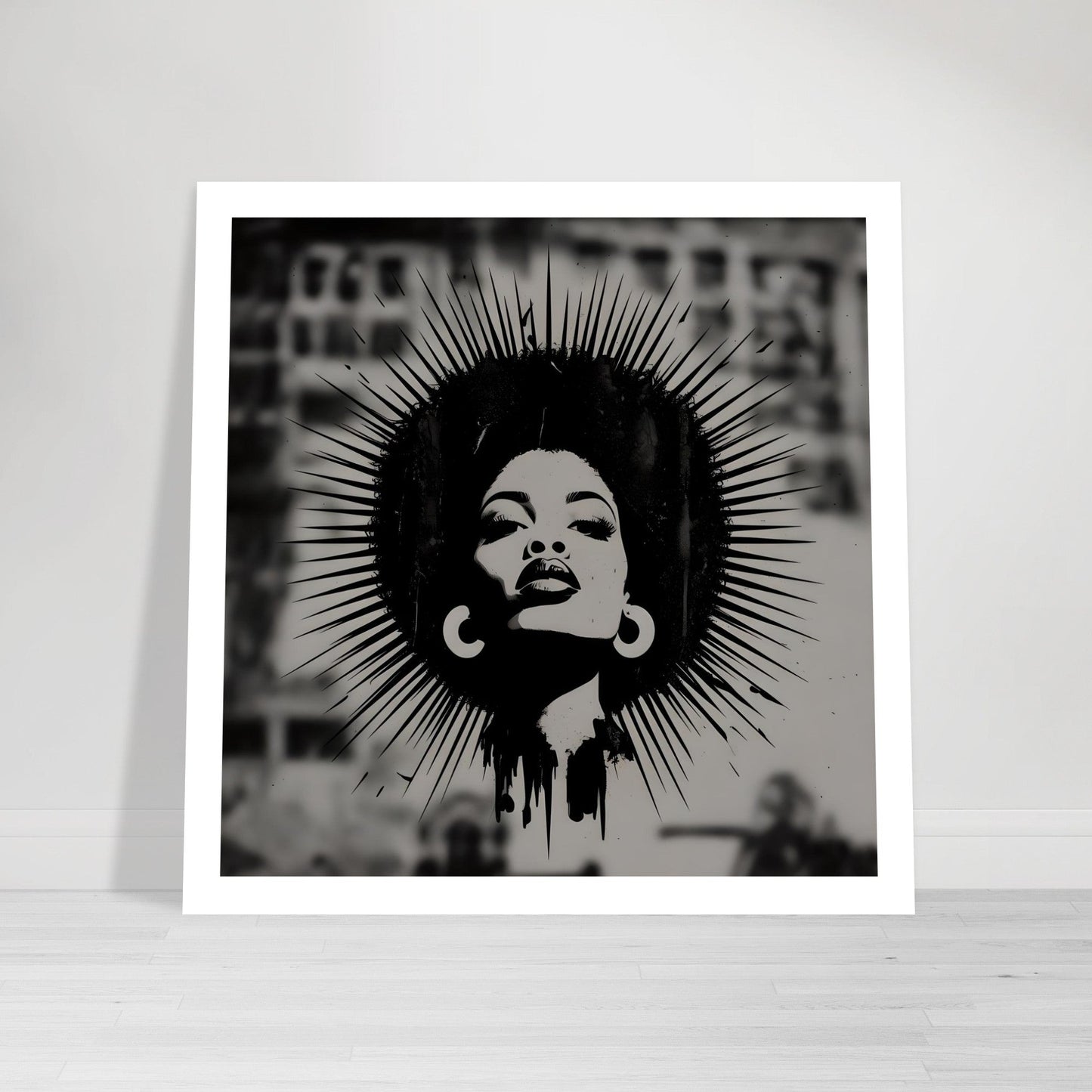 Afro Woman Silhouette Art Print – Grayscale Modern Wall Poster | Bold Feminine Decor