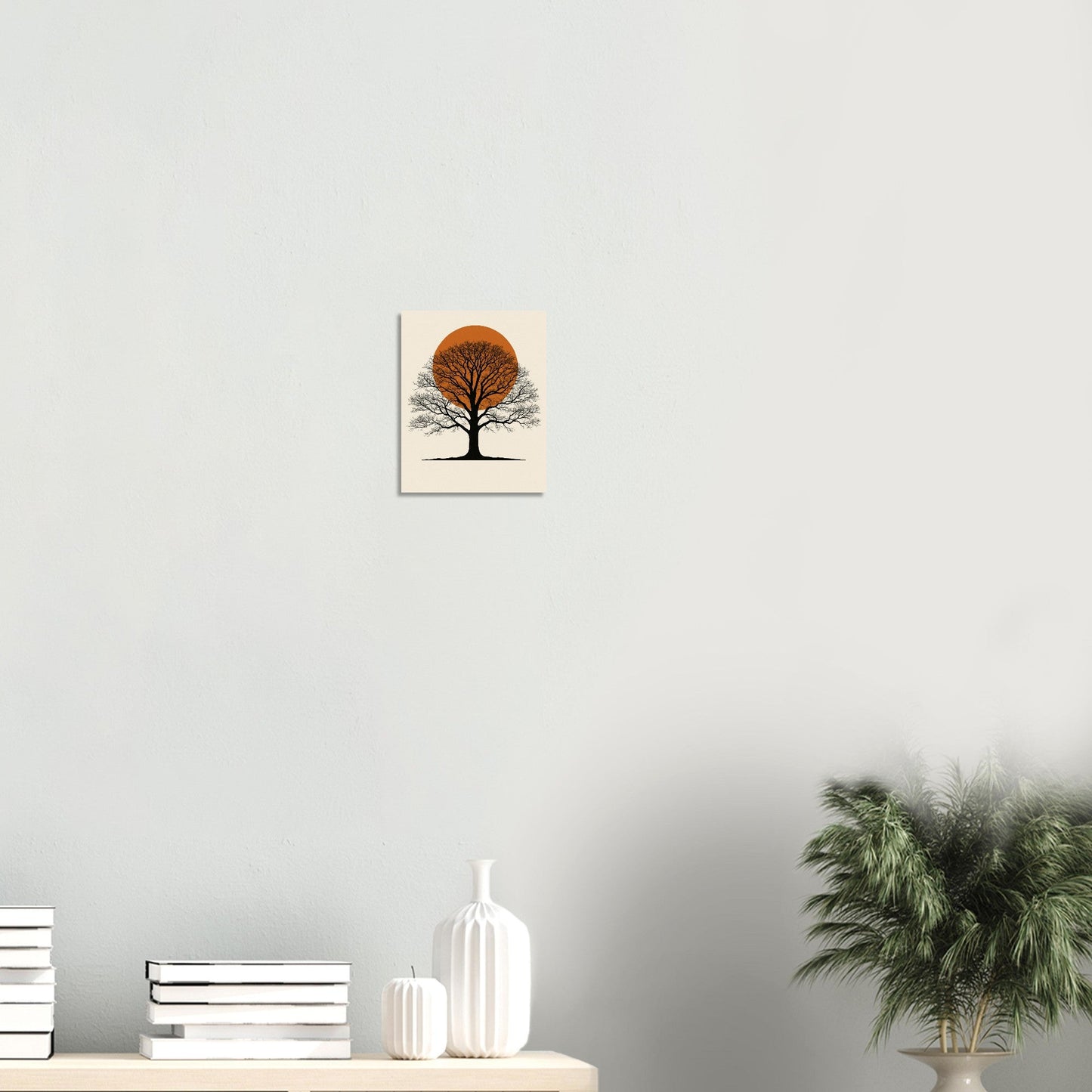Orange Sun Oak Tree Poster – Minimalist Nature Wall Art
