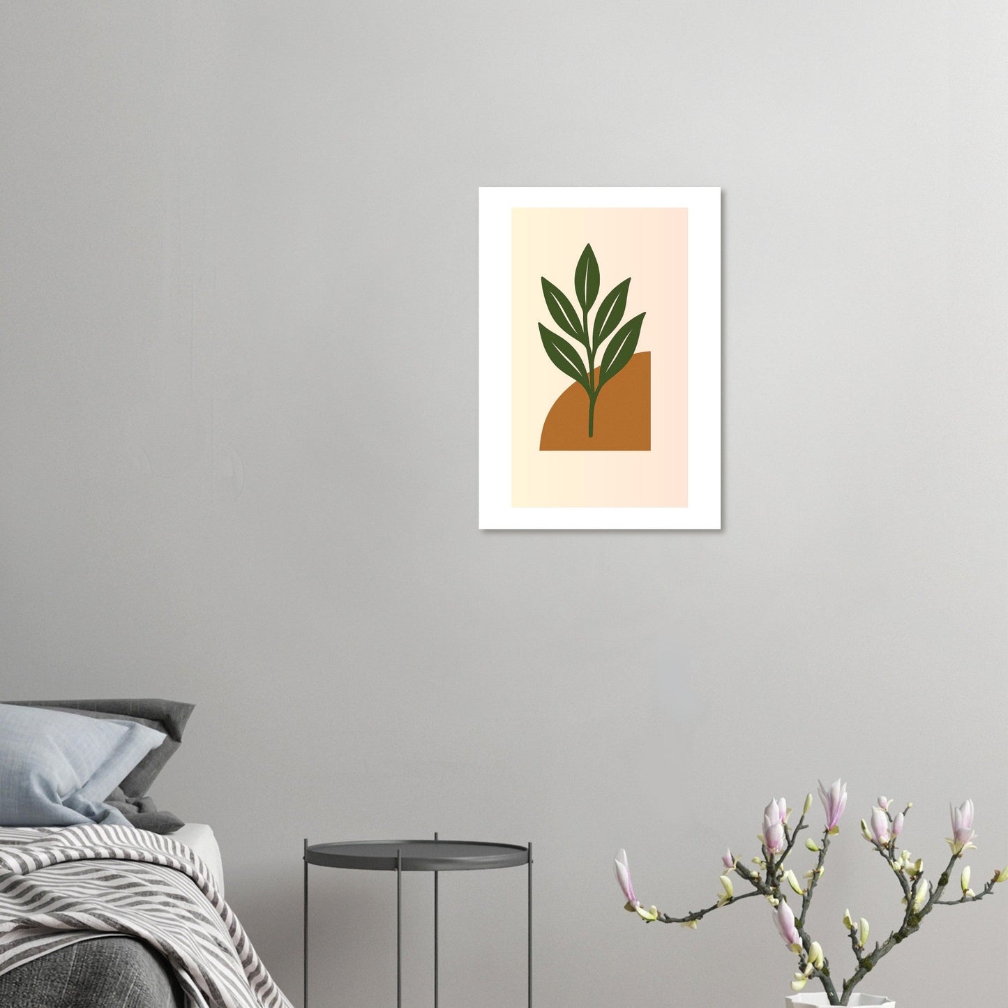Minimalist Green Leaf & Terracotta Print – Botanical Wall Art