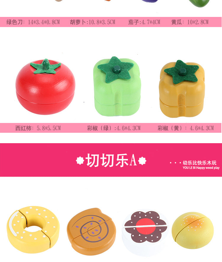 Wooden Simulation Kitchen Toy Montessori Pretend Play House Series Cut Fruit Desserts Children Cut Vegetables Educational Toys