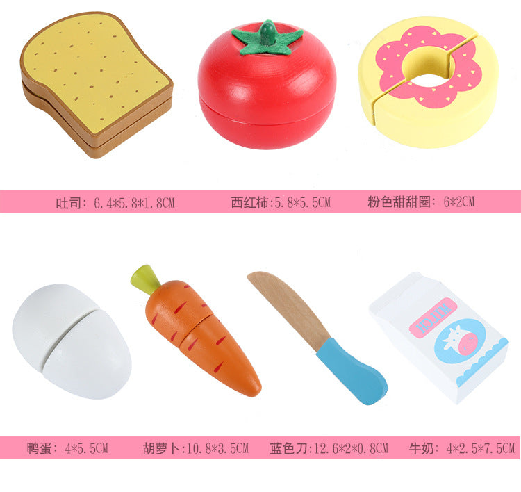 Wooden Simulation Kitchen Toy Montessori Pretend Play House Series Cut Fruit Desserts Children Cut Vegetables Educational Toys