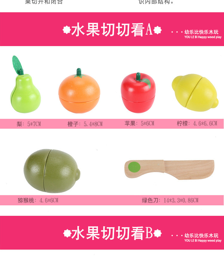 Wooden Simulation Kitchen Toy Montessori Pretend Play House Series Cut Fruit Desserts Children Cut Vegetables Educational Toys