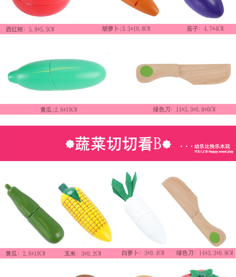 Wooden Simulation Kitchen Toy Montessori Pretend Play House Series Cut Fruit Desserts Children Cut Vegetables Educational Toys