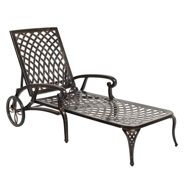 193*64.5*93cm Backrest Adjustable Courtyard Cast Aluminum Lying Bed Bronze