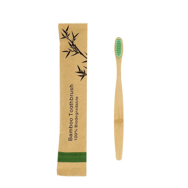 10pcs Eco Bamboo Toothbrush Set – Biodegradable Soft Bristle