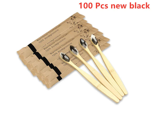 10pcs Eco Bamboo Toothbrush Set – Biodegradable Soft Bristle