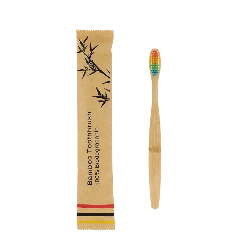 10pcs Eco Bamboo Toothbrush Set – Biodegradable Soft Bristle