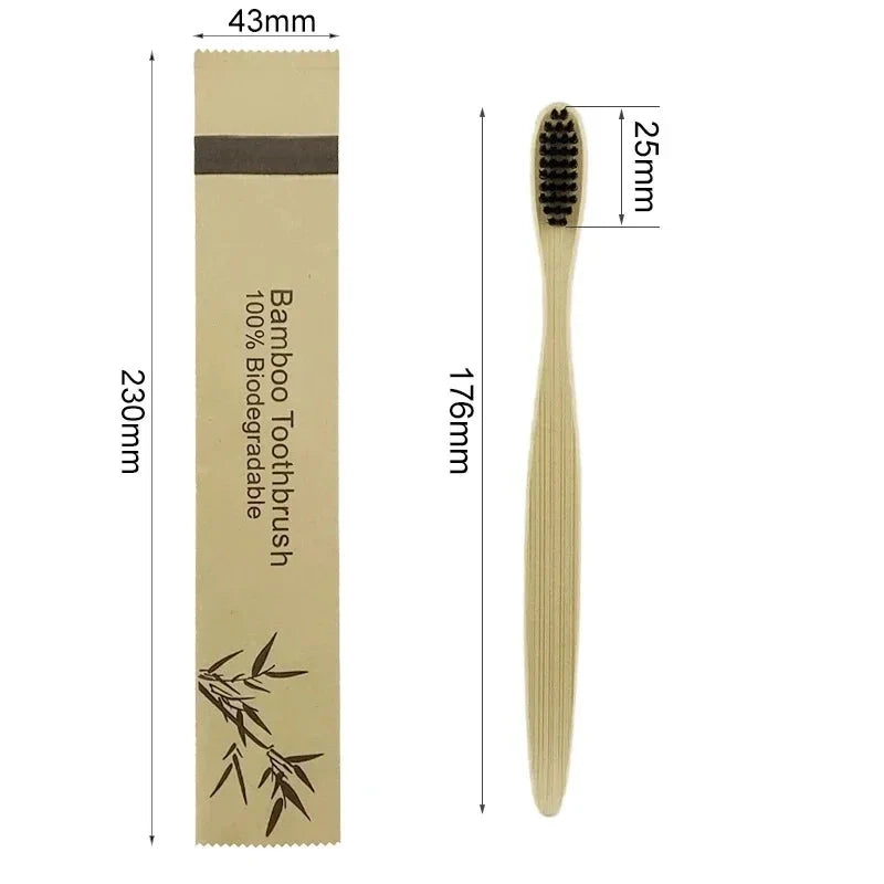10pcs Eco Bamboo Toothbrush Set – Biodegradable Soft Bristle