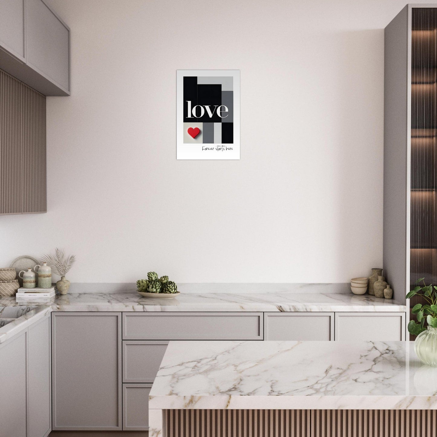 Forever Starts Here Love Poster – Minimalist Romantic Wall Art