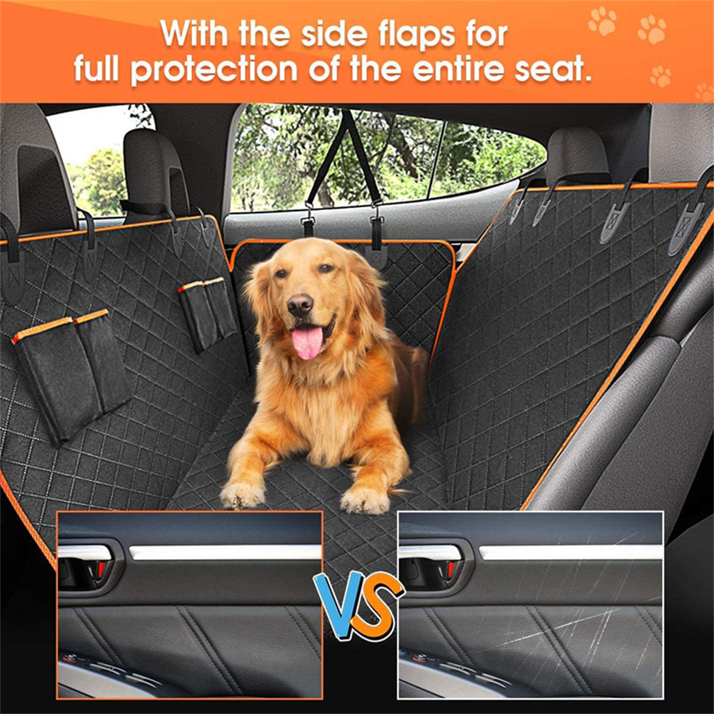 1PC Dog Car Seat Cover Suitable For Rear Seats, Waterproof Seat Protector, Scratch Resistant Pet Car Pad, Black Orange