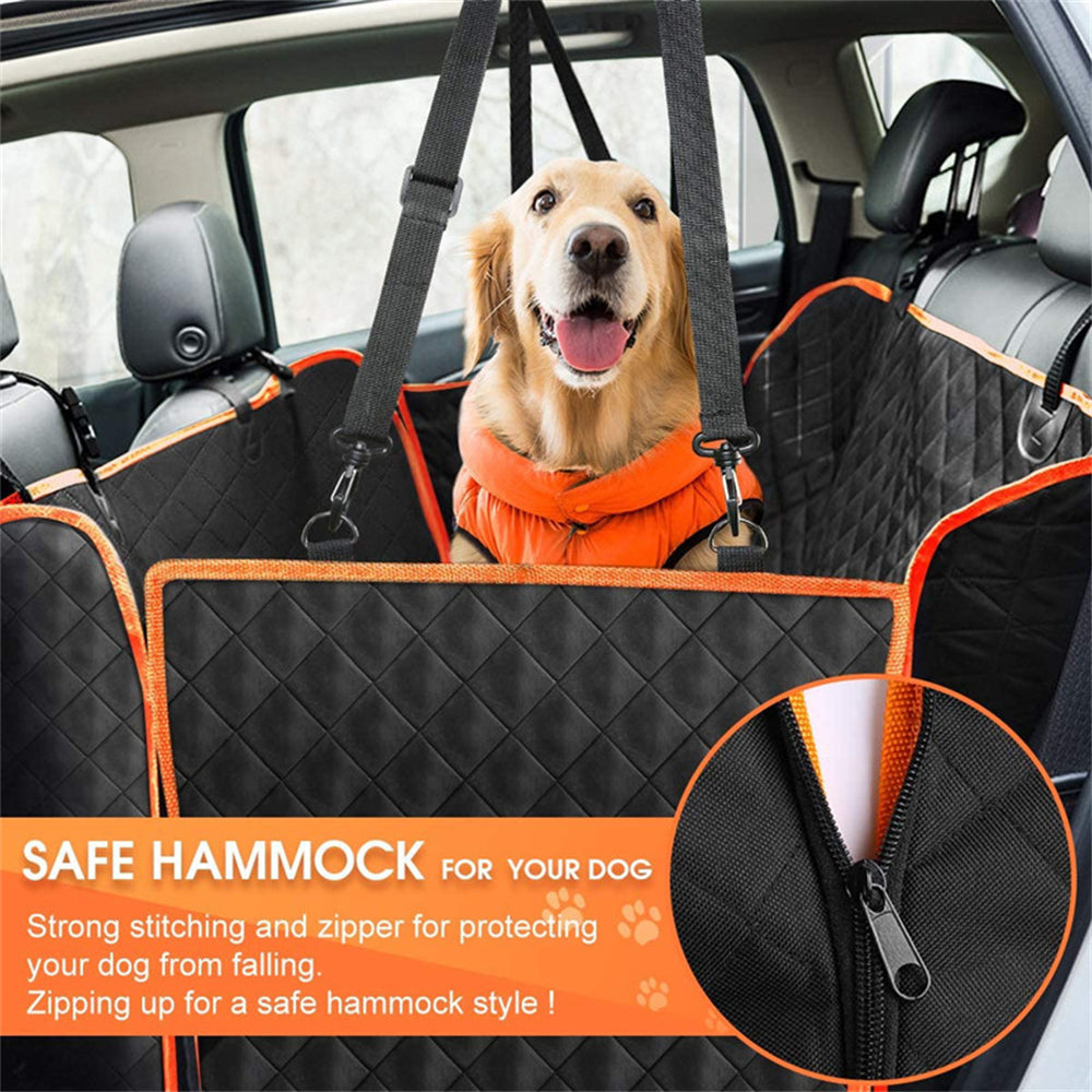 1PC Dog Car Seat Cover Suitable For Rear Seats, Waterproof Seat Protector, Scratch Resistant Pet Car Pad, Black Orange