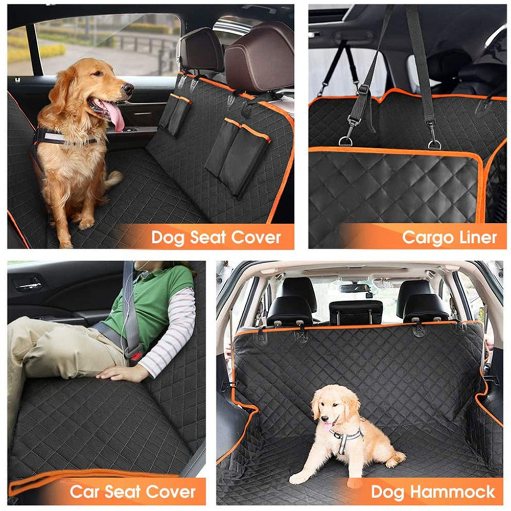 1PC Dog Car Seat Cover Suitable For Rear Seats, Waterproof Seat Protector, Scratch Resistant Pet Car Pad, Black Orange