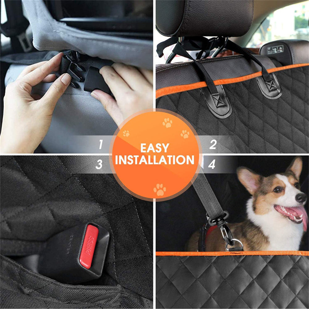 1PC Dog Car Seat Cover Suitable For Rear Seats, Waterproof Seat Protector, Scratch Resistant Pet Car Pad, Black Orange