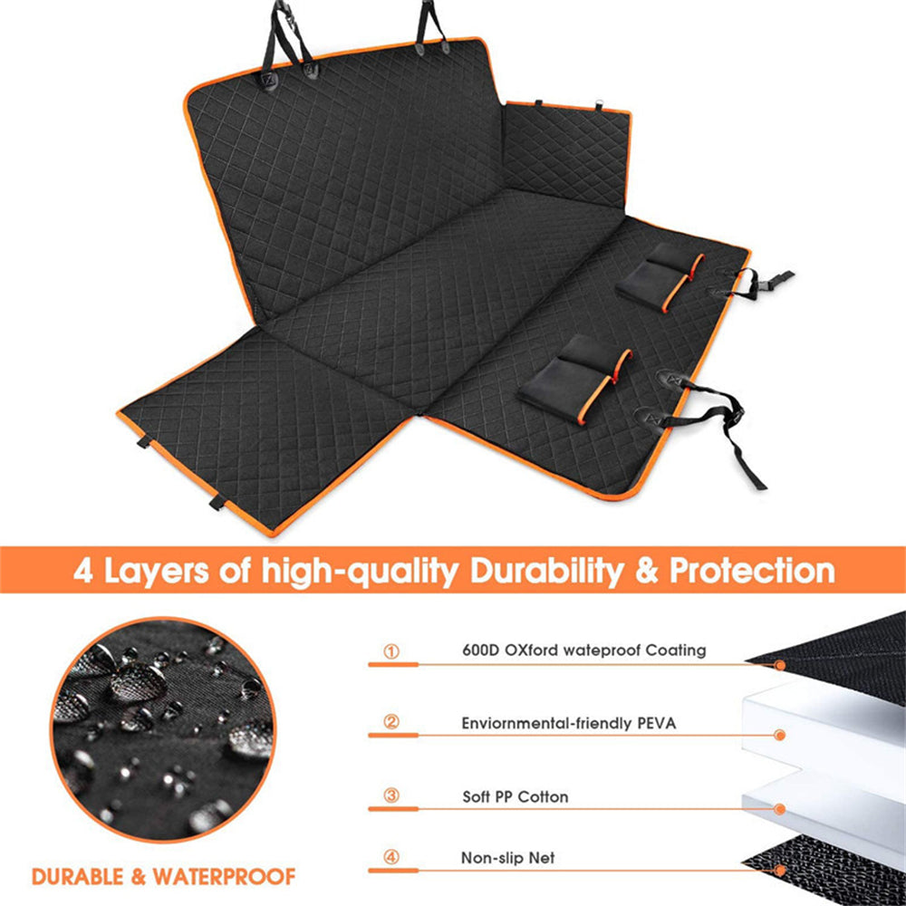 1PC Dog Car Seat Cover Suitable For Rear Seats, Waterproof Seat Protector, Scratch Resistant Pet Car Pad, Black Orange